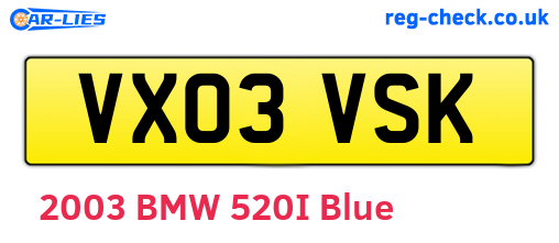 VX03VSK are the vehicle registration plates.