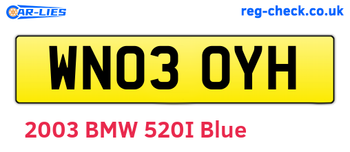 WN03OYH are the vehicle registration plates.
