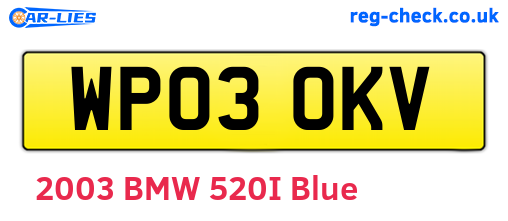 WP03OKV are the vehicle registration plates.