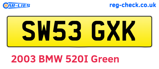 SW53GXK are the vehicle registration plates.