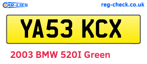 YA53KCX are the vehicle registration plates.