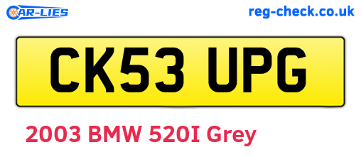 CK53UPG are the vehicle registration plates.