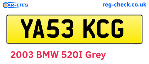 YA53KCG are the vehicle registration plates.