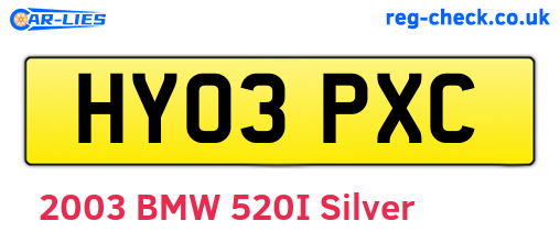 HY03PXC are the vehicle registration plates.