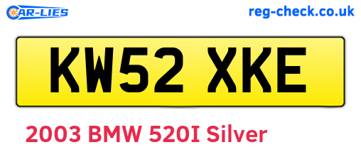KW52XKE are the vehicle registration plates.