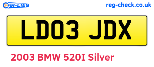 LD03JDX are the vehicle registration plates.
