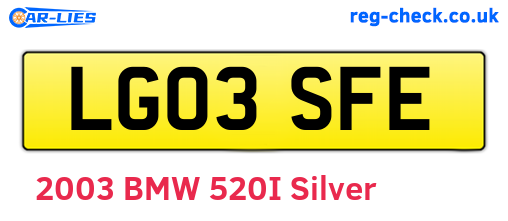 LG03SFE are the vehicle registration plates.