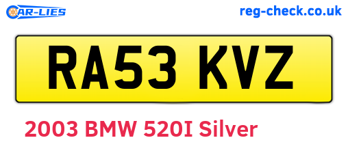 RA53KVZ are the vehicle registration plates.