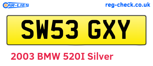 SW53GXY are the vehicle registration plates.