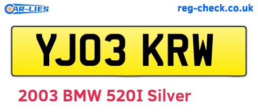 YJ03KRW are the vehicle registration plates.