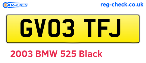 GV03TFJ are the vehicle registration plates.