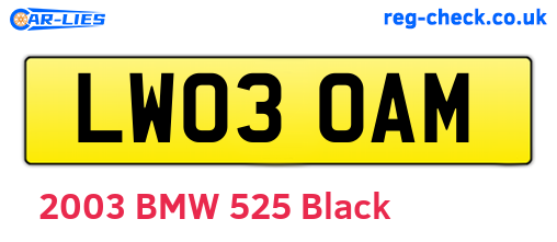 LW03OAM are the vehicle registration plates.