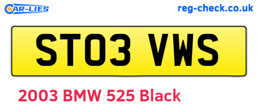 ST03VWS are the vehicle registration plates.