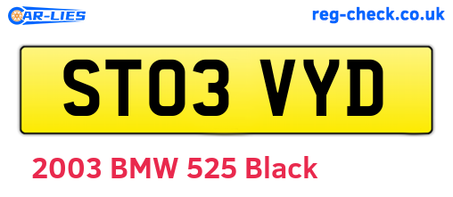 ST03VYD are the vehicle registration plates.