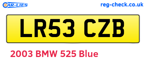 LR53CZB are the vehicle registration plates.