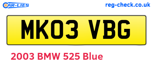 MK03VBG are the vehicle registration plates.