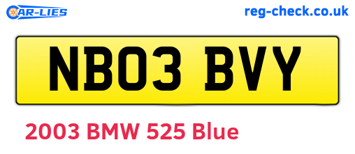NB03BVY are the vehicle registration plates.
