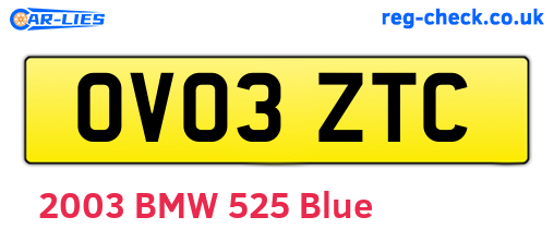OV03ZTC are the vehicle registration plates.