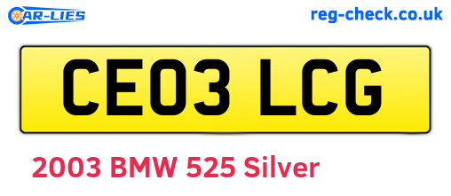 CE03LCG are the vehicle registration plates.