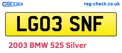 LG03SNF are the vehicle registration plates.