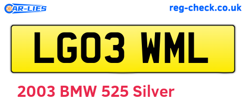 LG03WML are the vehicle registration plates.