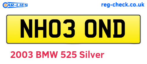 NH03OND are the vehicle registration plates.