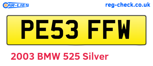 PE53FFW are the vehicle registration plates.