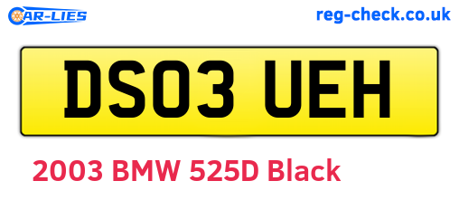 DS03UEH are the vehicle registration plates.
