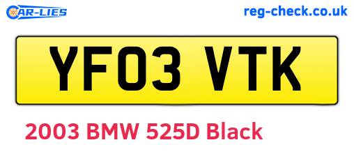 YF03VTK are the vehicle registration plates.