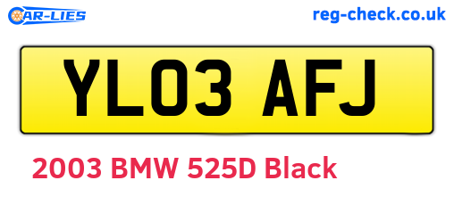 YL03AFJ are the vehicle registration plates.