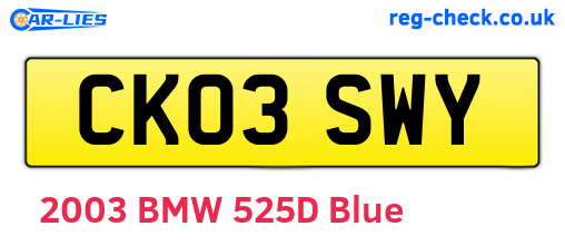 CK03SWY are the vehicle registration plates.