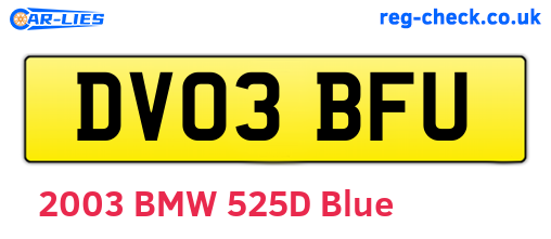 DV03BFU are the vehicle registration plates.