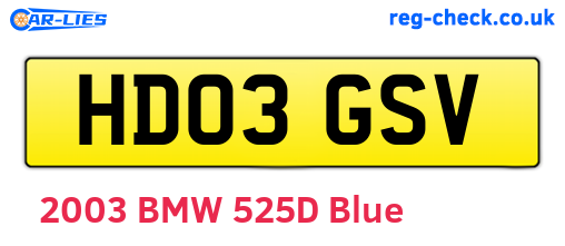HD03GSV are the vehicle registration plates.