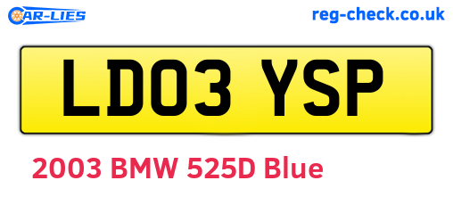 LD03YSP are the vehicle registration plates.