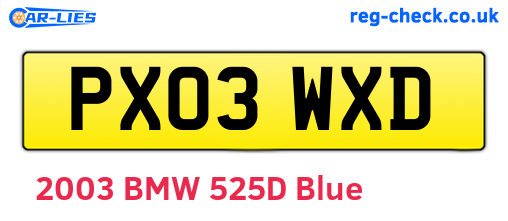 PX03WXD are the vehicle registration plates.