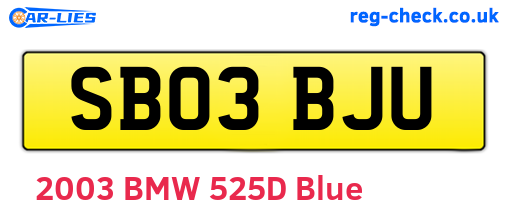 SB03BJU are the vehicle registration plates.