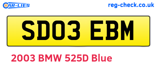 SD03EBM are the vehicle registration plates.