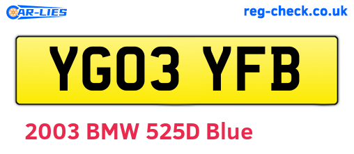 YG03YFB are the vehicle registration plates.