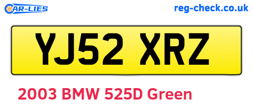 YJ52XRZ are the vehicle registration plates.