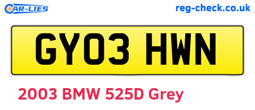 GY03HWN are the vehicle registration plates.