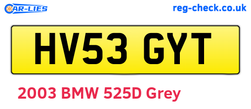 HV53GYT are the vehicle registration plates.