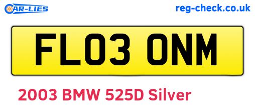 FL03ONM are the vehicle registration plates.