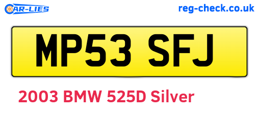 MP53SFJ are the vehicle registration plates.