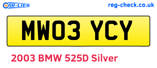 MW03YCY are the vehicle registration plates.