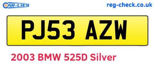 PJ53AZW are the vehicle registration plates.