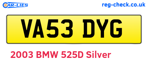 VA53DYG are the vehicle registration plates.