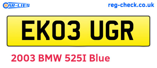 EK03UGR are the vehicle registration plates.