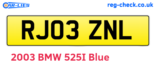 RJ03ZNL are the vehicle registration plates.