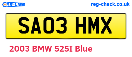 SA03HMX are the vehicle registration plates.