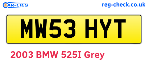 MW53HYT are the vehicle registration plates.